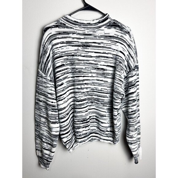 Nine West Space Dye Mock Neck Sweater Large Black Cream Womens Pullover - Picture 1 of 5